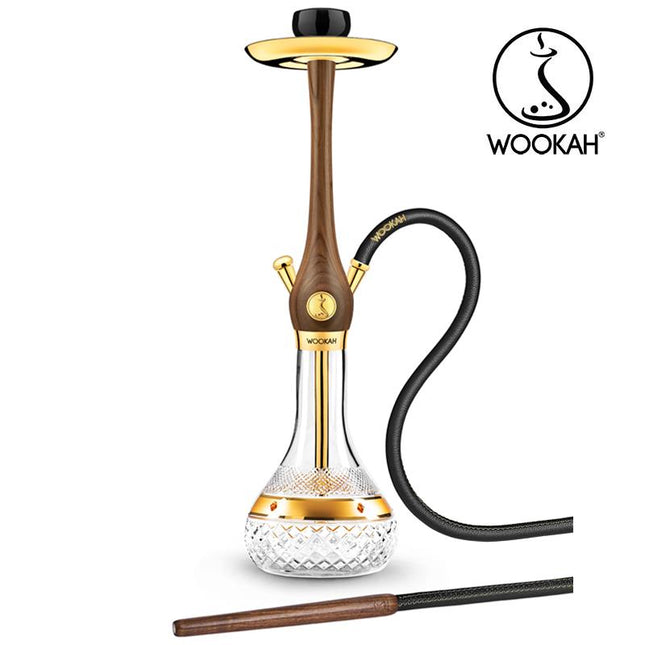 Wookah Shisha 24k Gold im Walnut Holz und Amber Gold Design