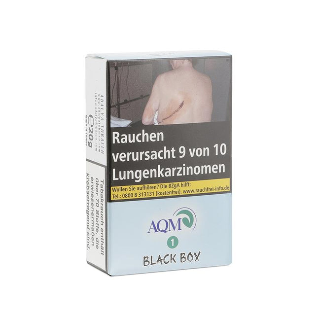 Eine 25g Schachtel von Aqua Mentha Shisha Tabak in der Sorte Black Box